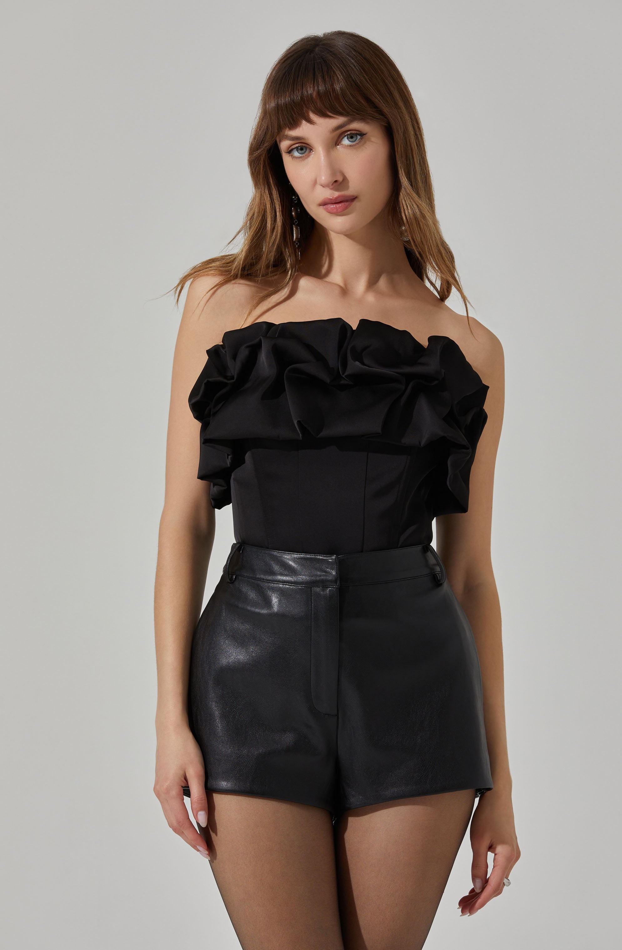 STRAPLESS RUFFLED CORSET TOP