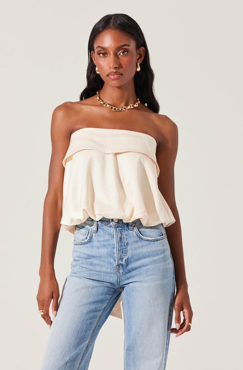 STRAPLESS BOW BACK TOP