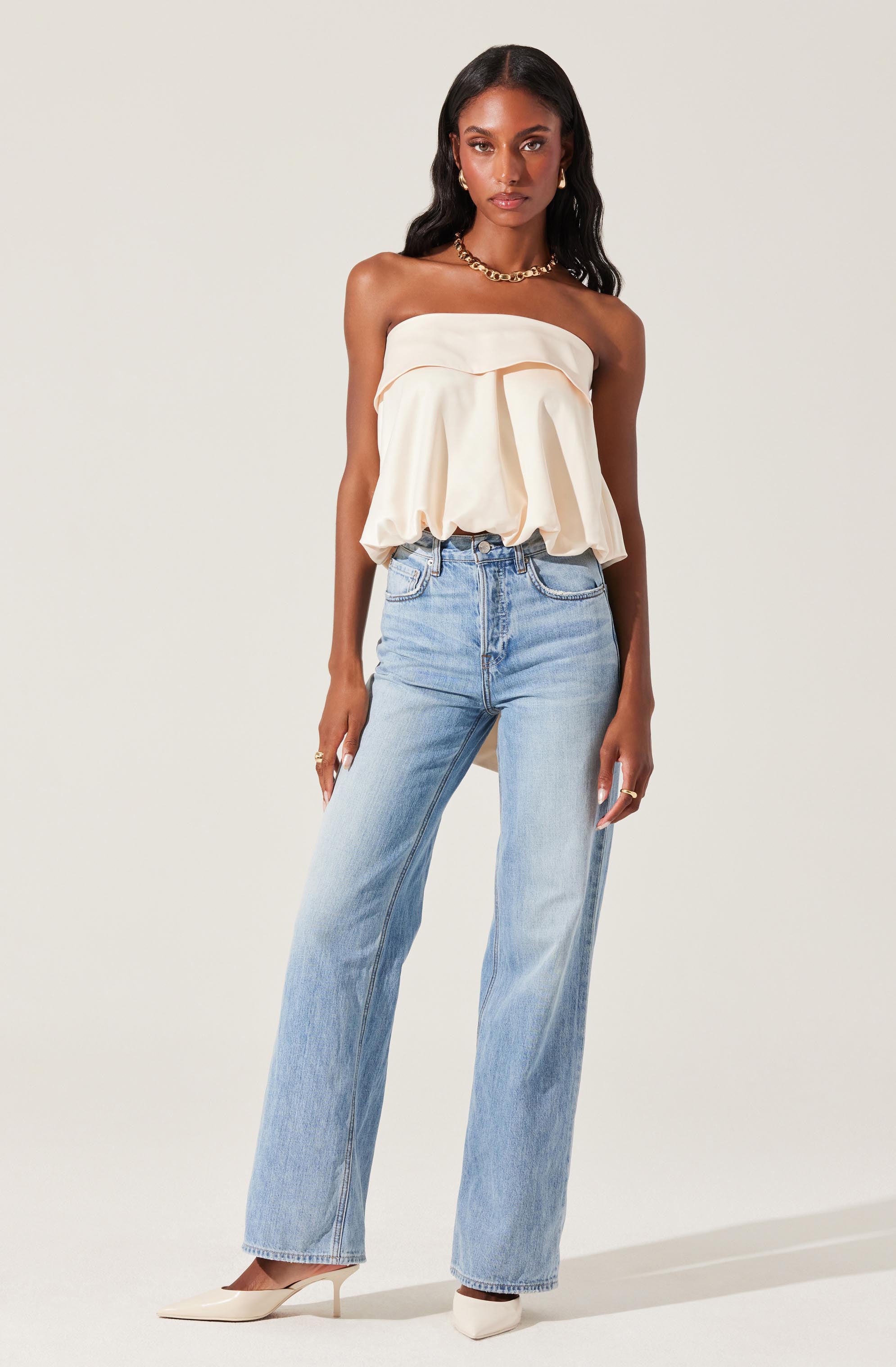 STRAPLESS BOW BACK TOP