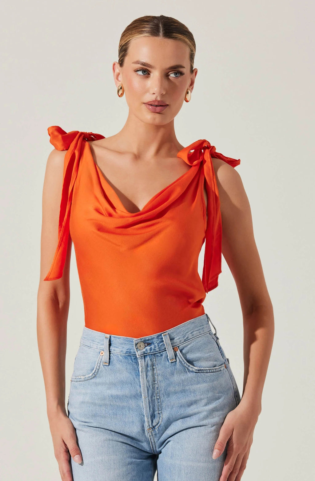 SATIN COWL NECK TOP