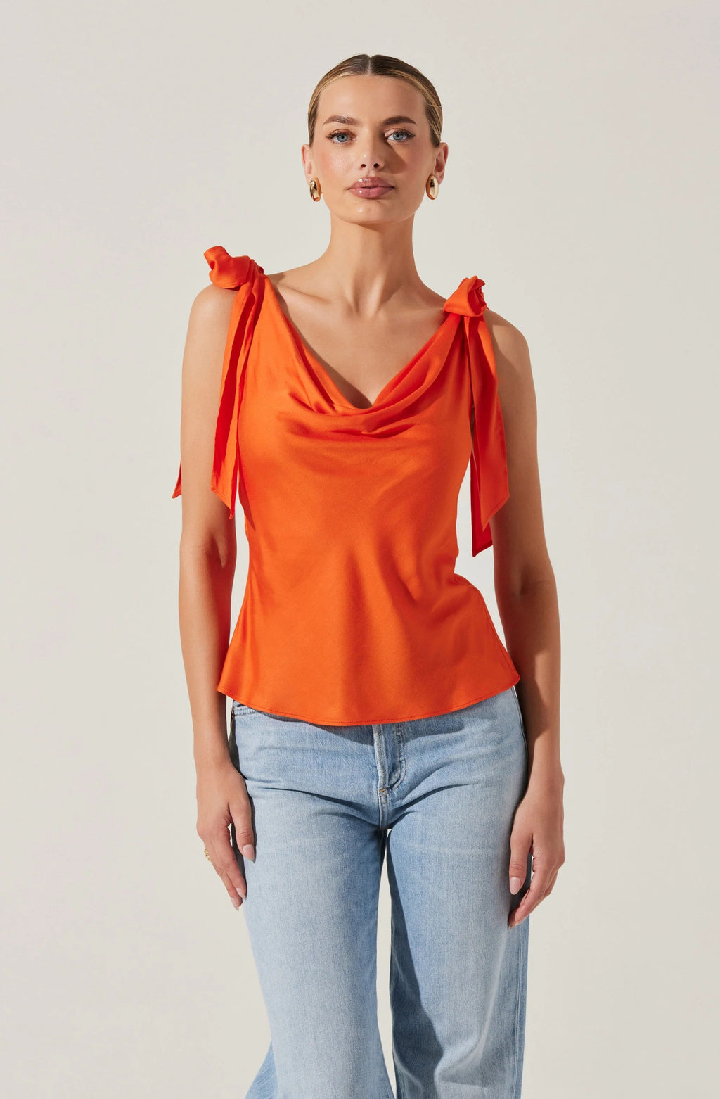 SATIN COWL NECK TOP