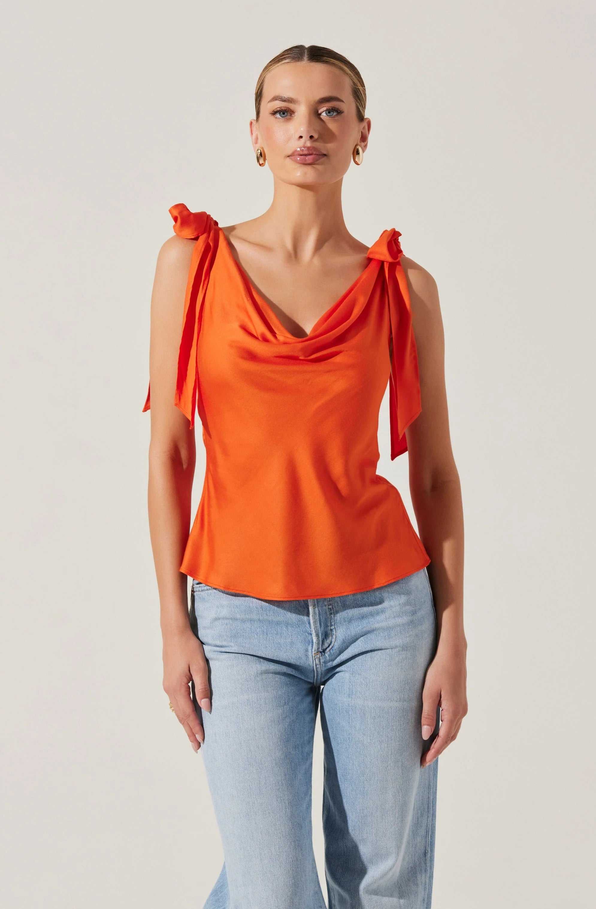 SATIN COWL NECK TOP