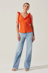 SATIN COWL NECK TOP
