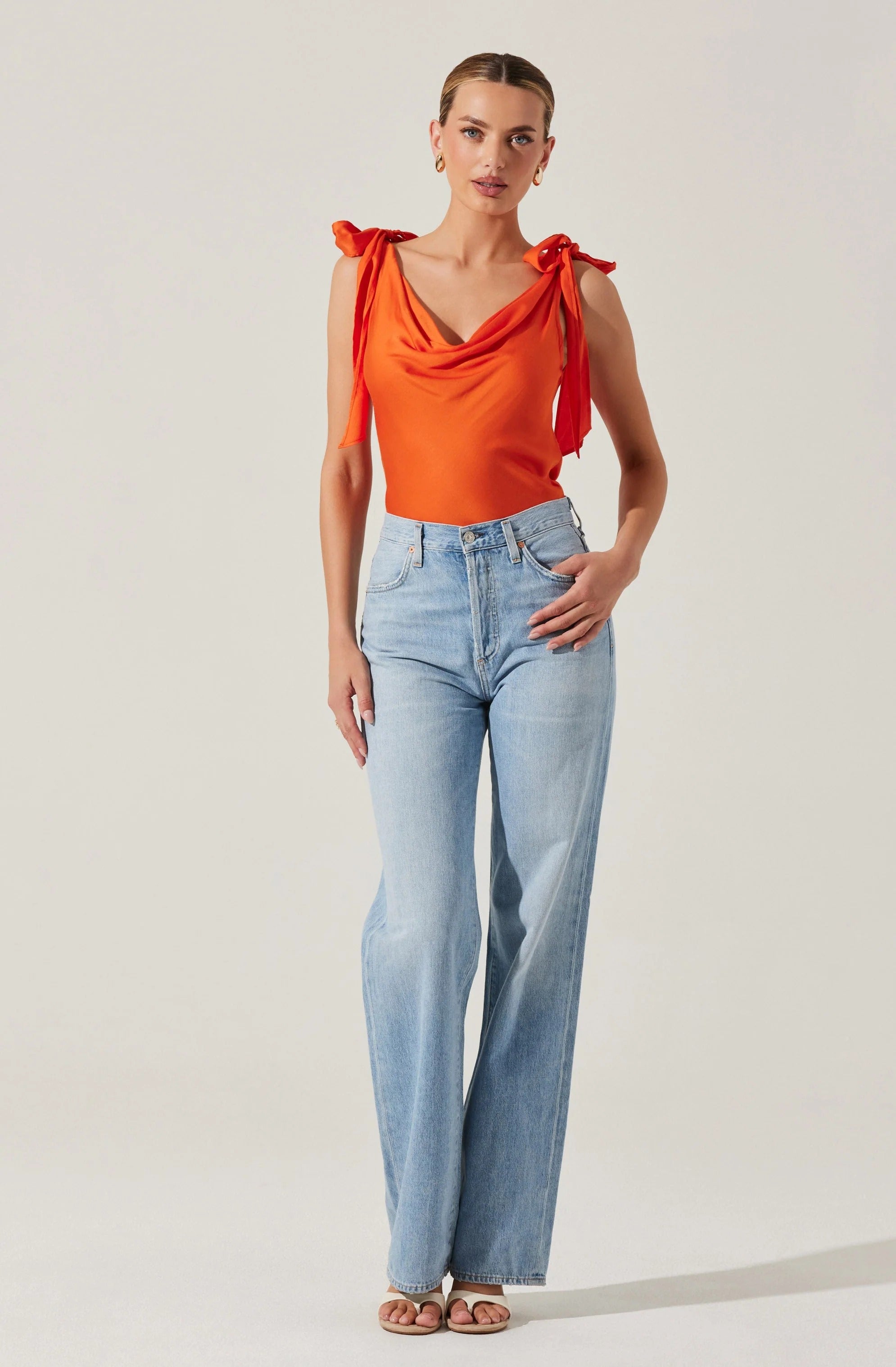 SATIN COWL NECK TOP