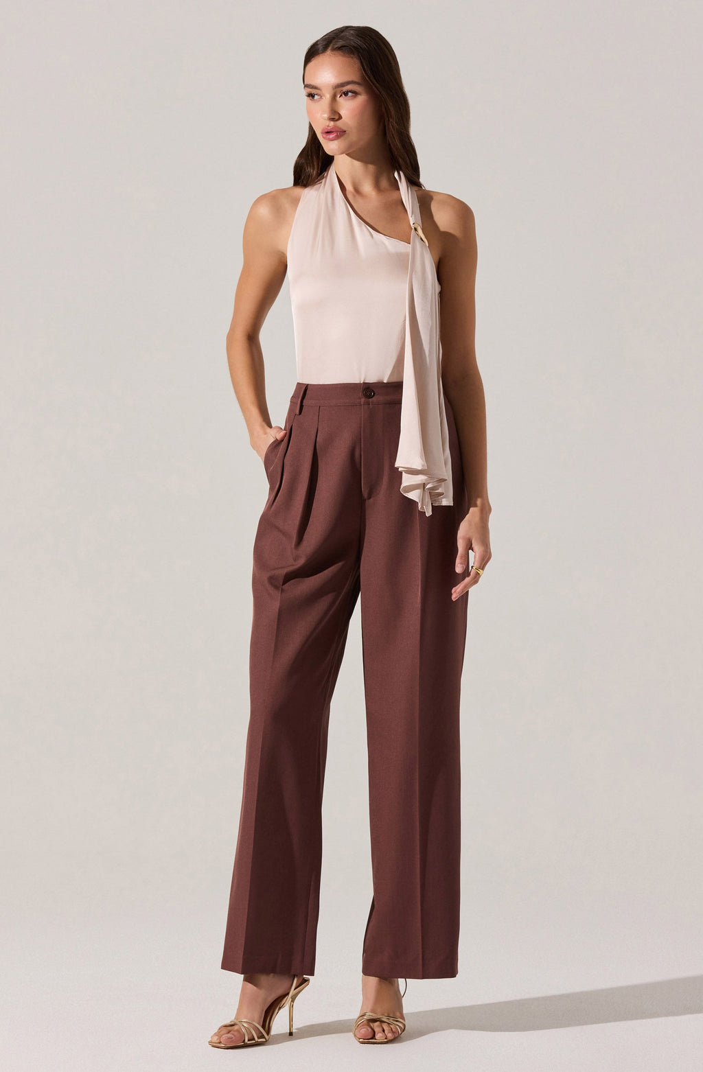 ASYMMETRICAL HALTER TOP