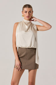 SATIN HIGH NECK TOP