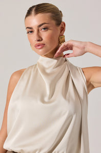 SATIN HIGH NECK TOP
