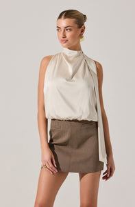 SATIN HIGH NECK TOP