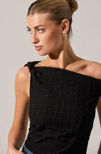 TEXTURED OFF SHOULDER TOP