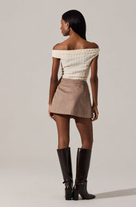 TEXTURED OFF SHOULDER TOP