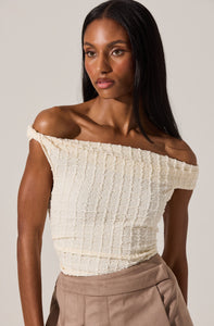 TEXTURED OFF SHOULDER TOP