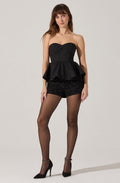 STRAPLESS PLEATED PEPLUM TOP
