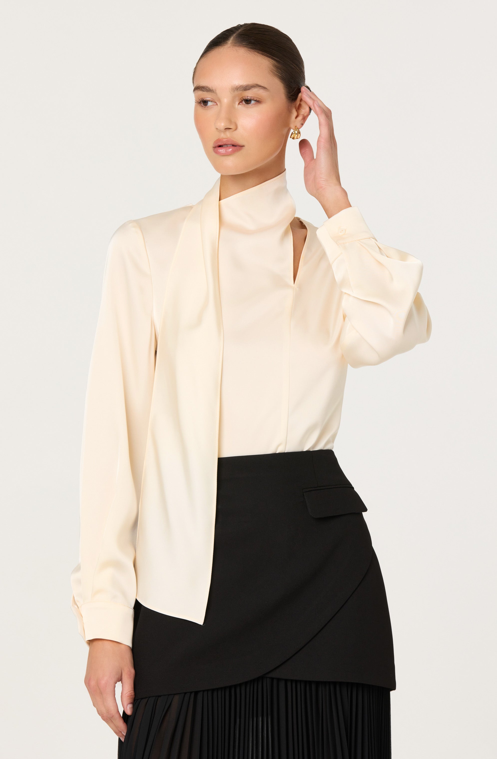 SATIN CUTOUT SCARF TOP
