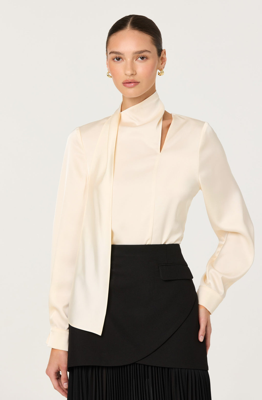 SATIN CUTOUT SCARF TOP
