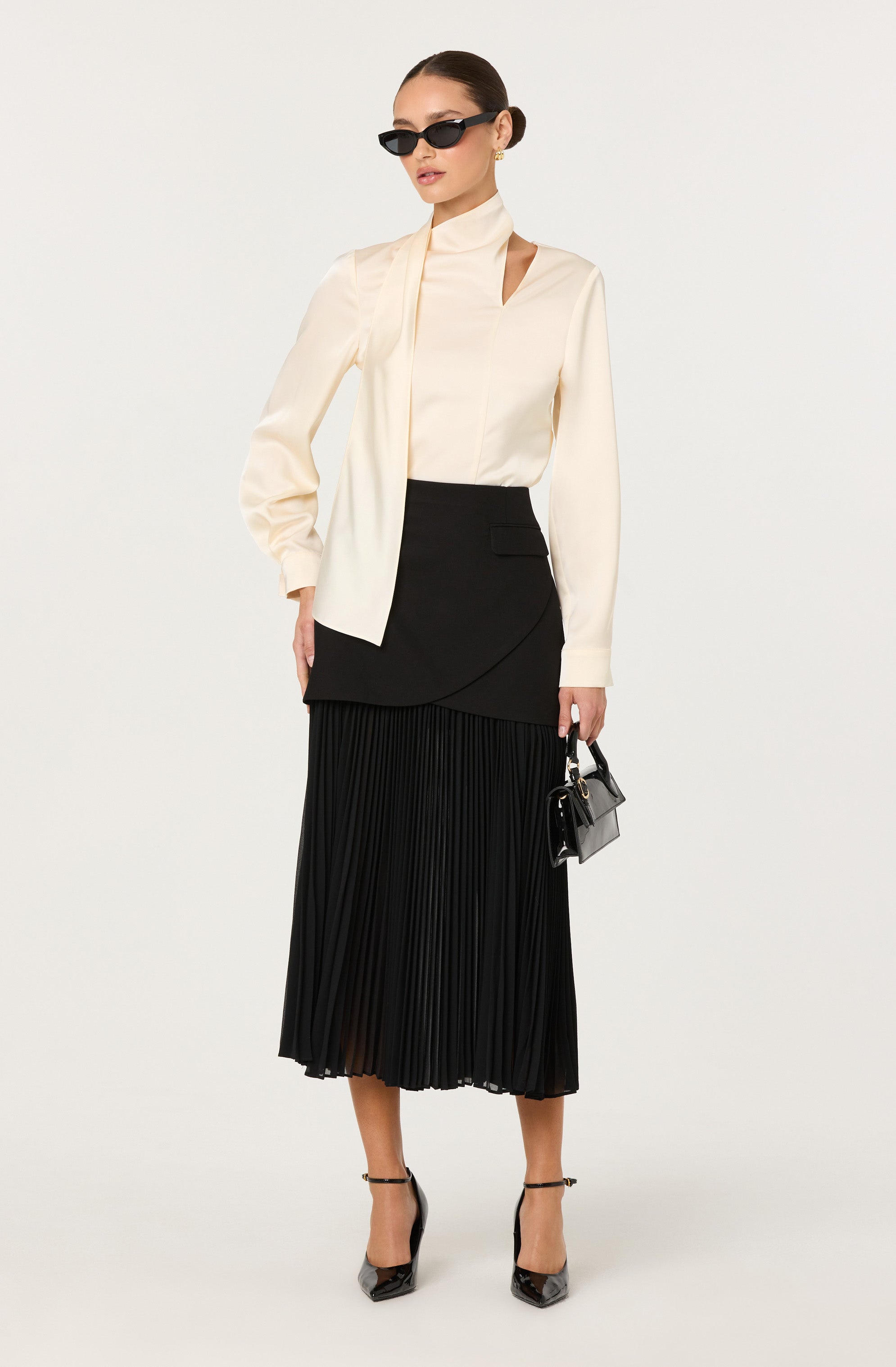 SATIN CUTOUT SCARF TOP