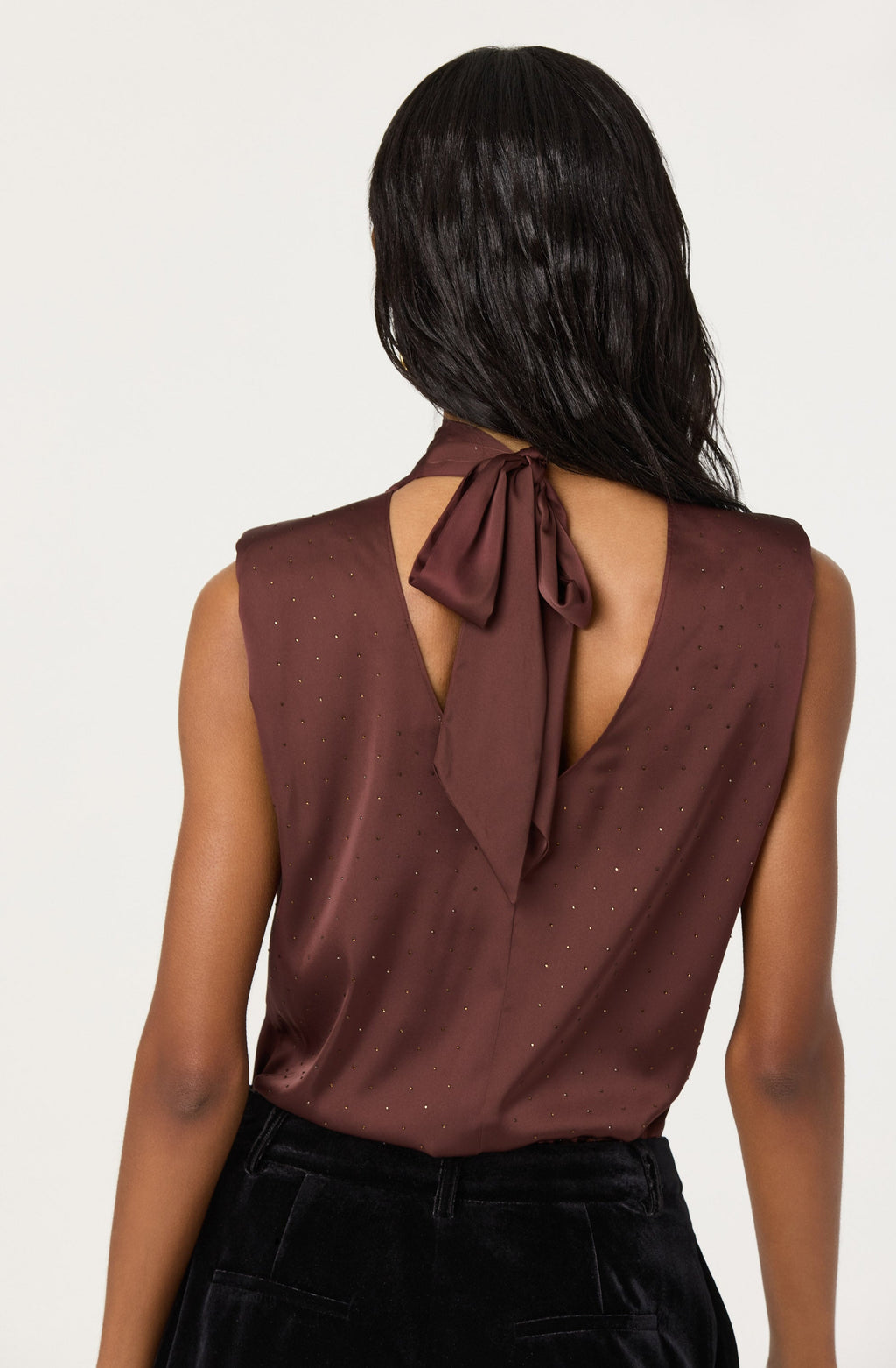 SATIN RHINESTONE EMBELLISHED TOP
