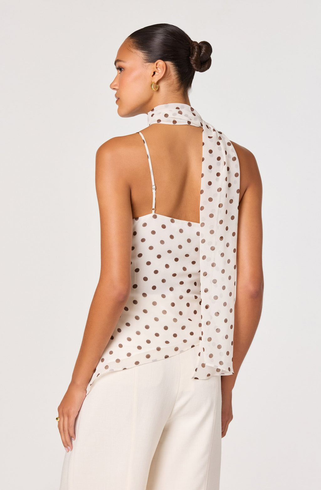 POLKA DOT SCARF DETAIL TOP