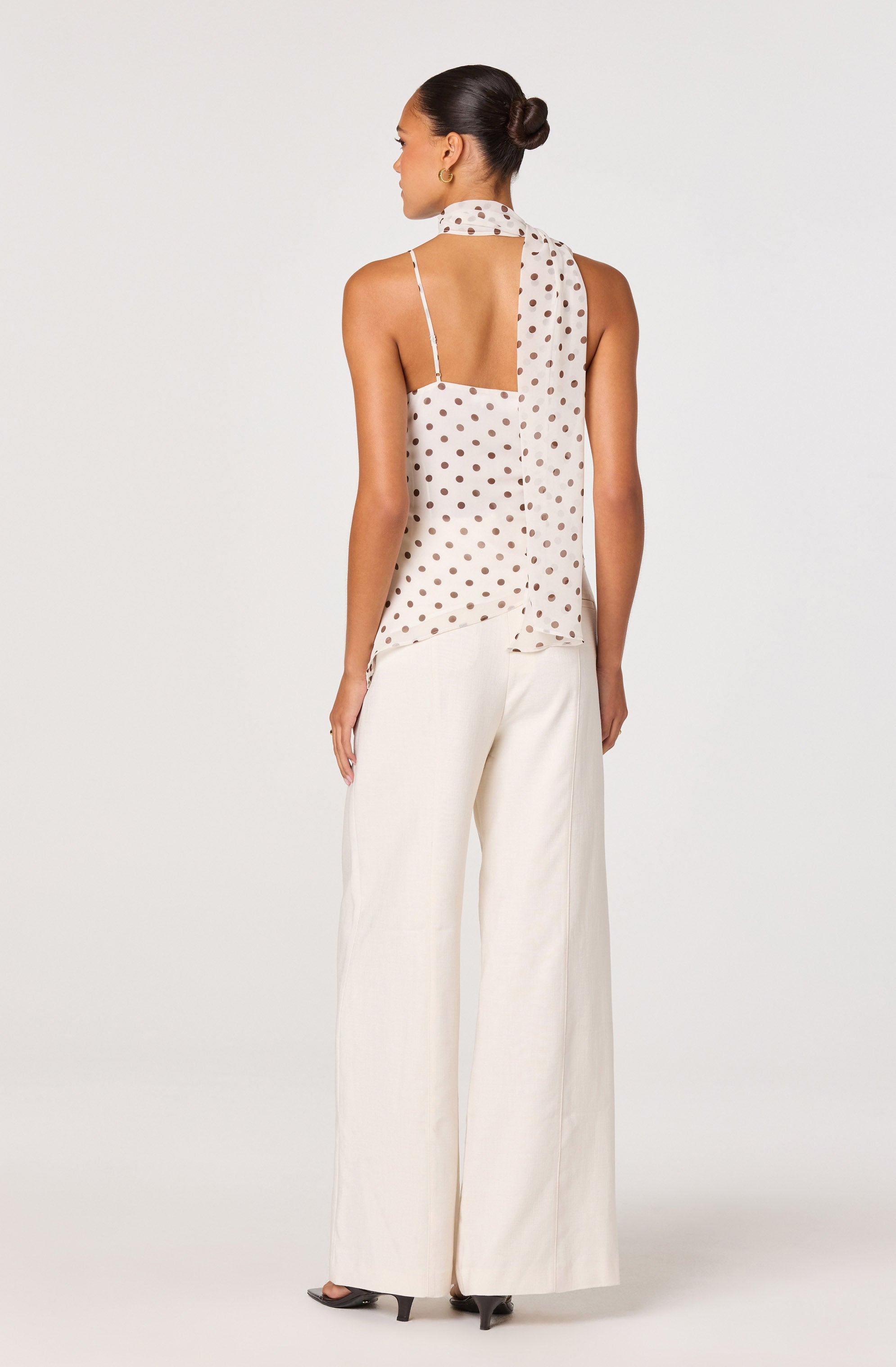 POLKA DOT SCARF DETAIL TOP