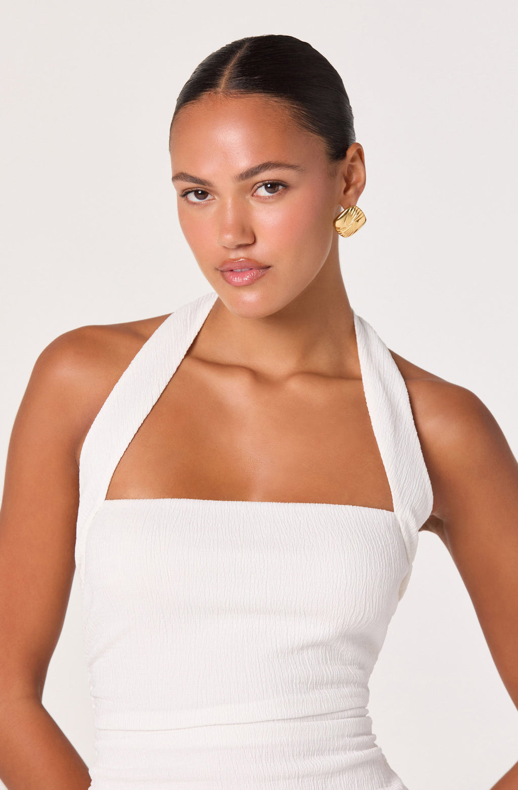 KNIT RUCHED HALTER TOP