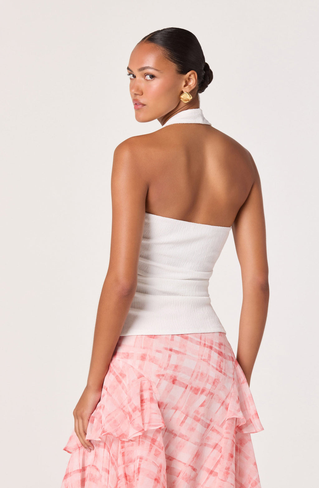 KNIT RUCHED HALTER TOP