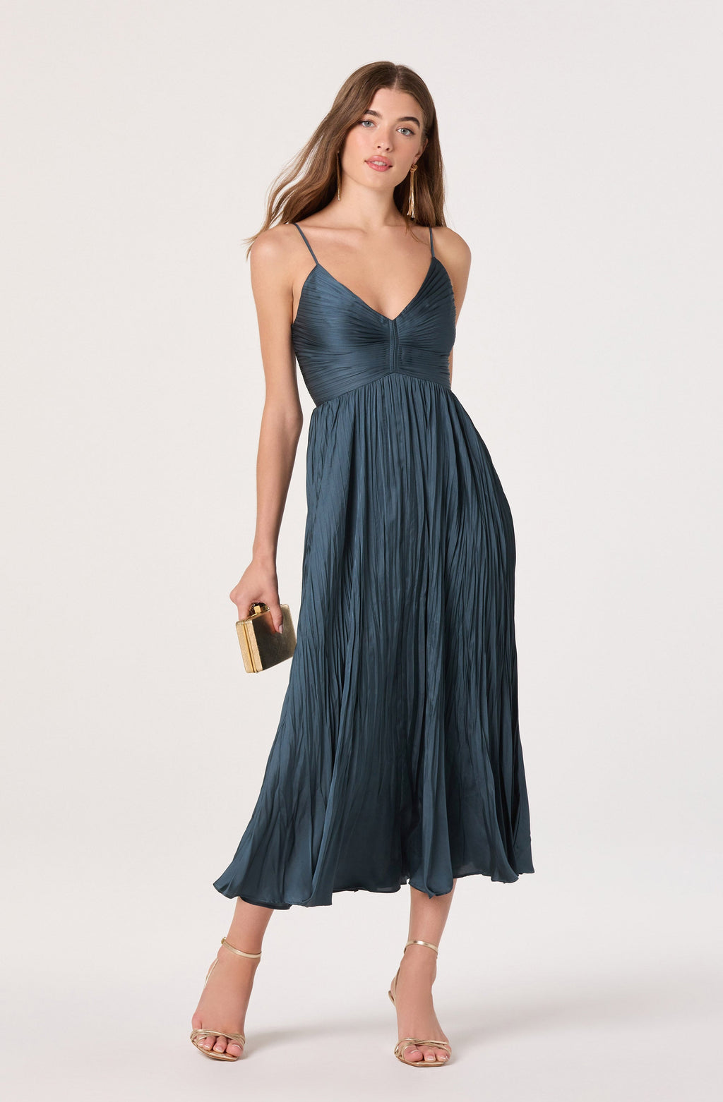 PLEATED MIDI DRESS
