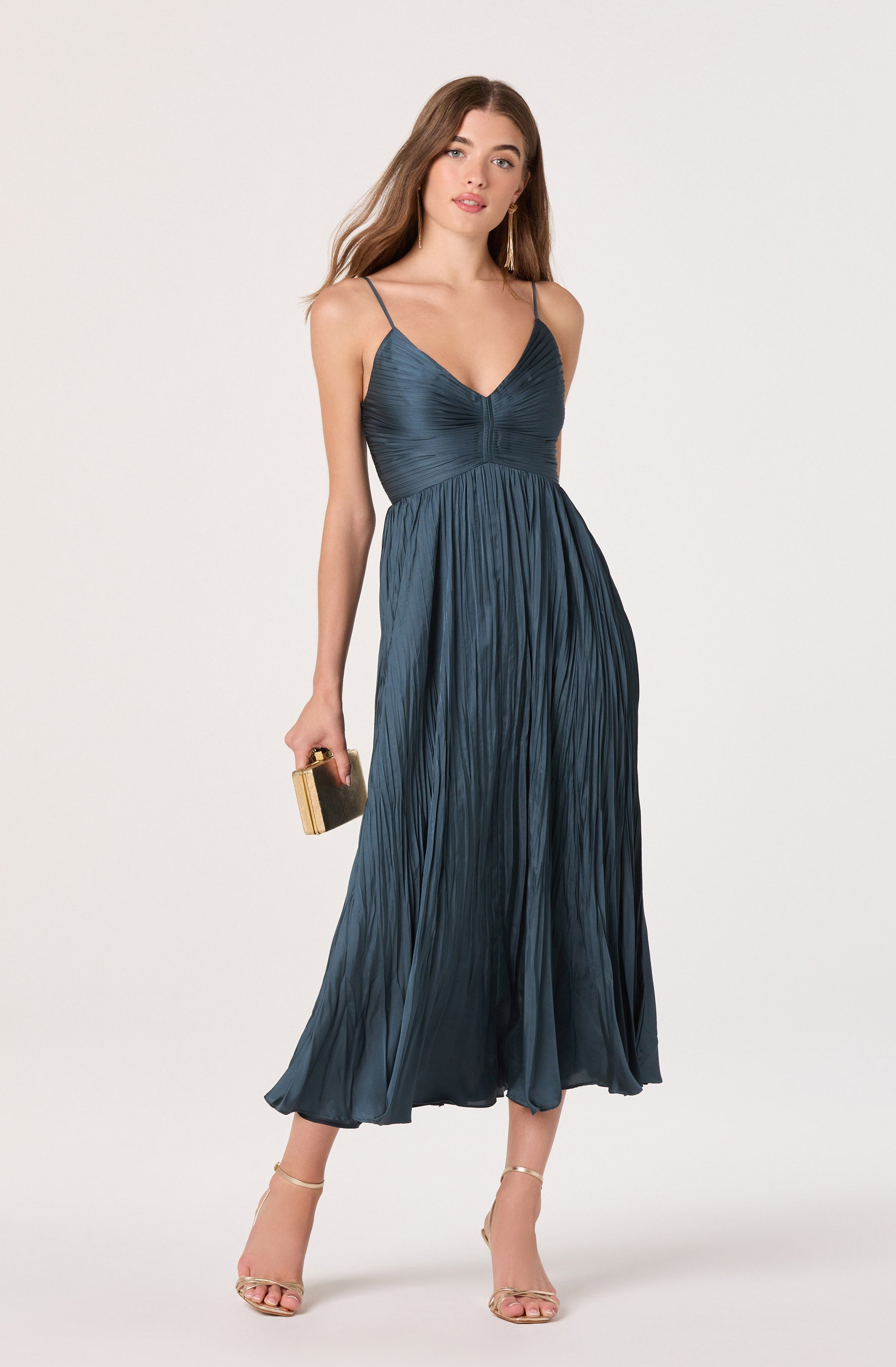PLEATED MIDI DRESS