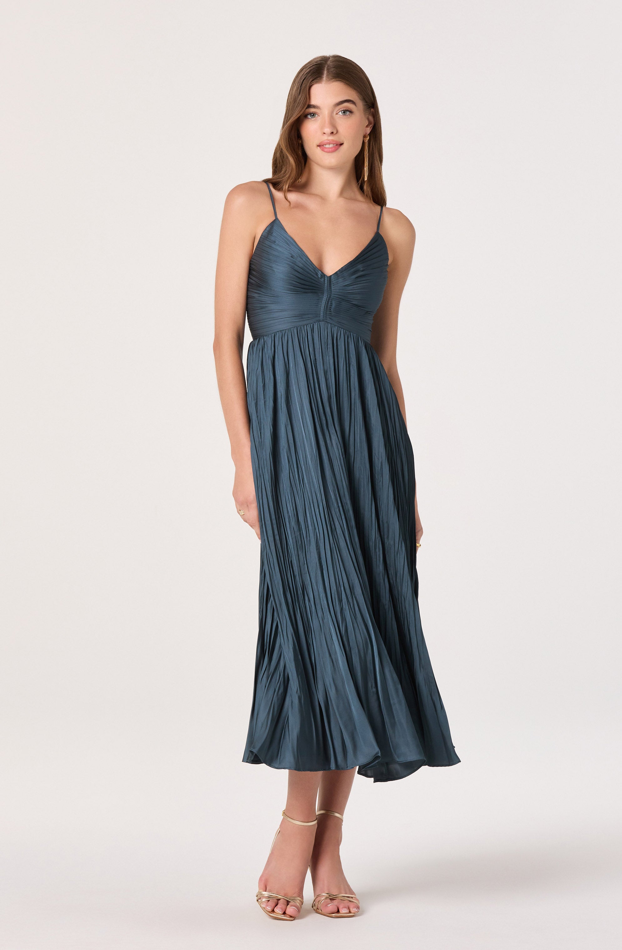 PLEATED MIDI DRESS