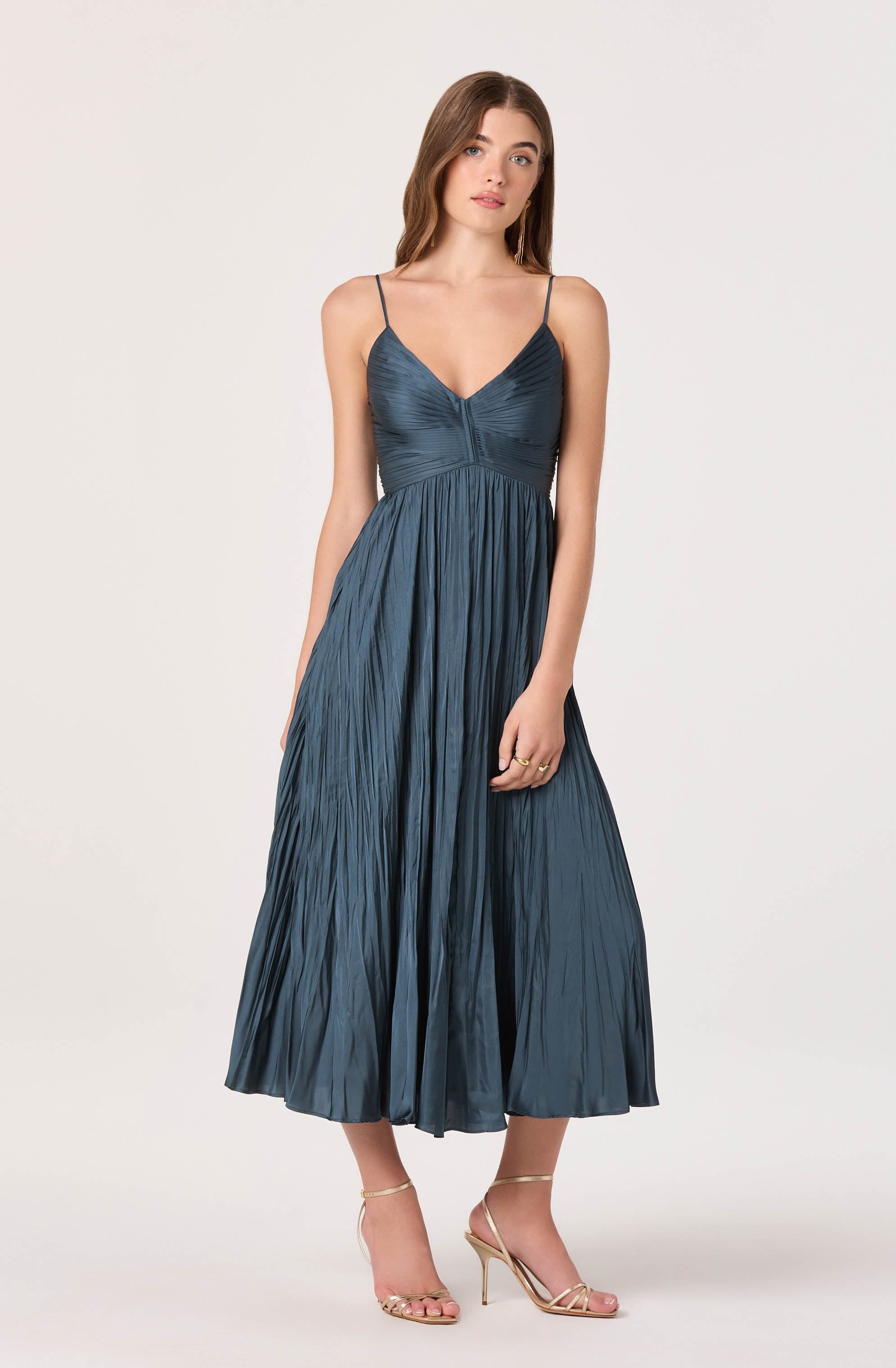 PLEATED MIDI DRESS