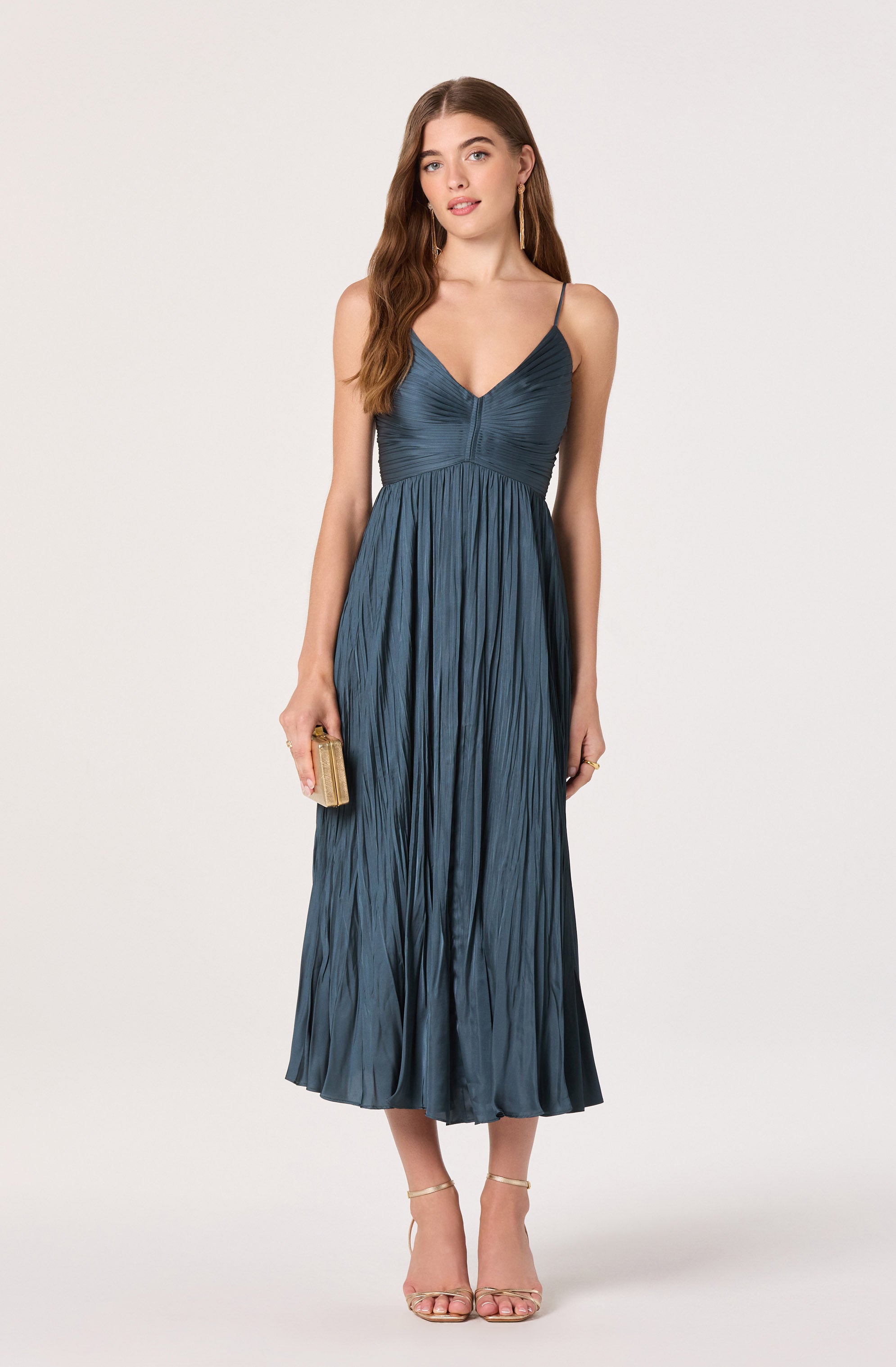 PLEATED MIDI DRESS