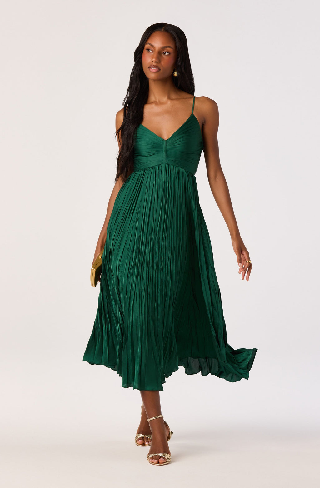 PLEATED MIDI DRESS
