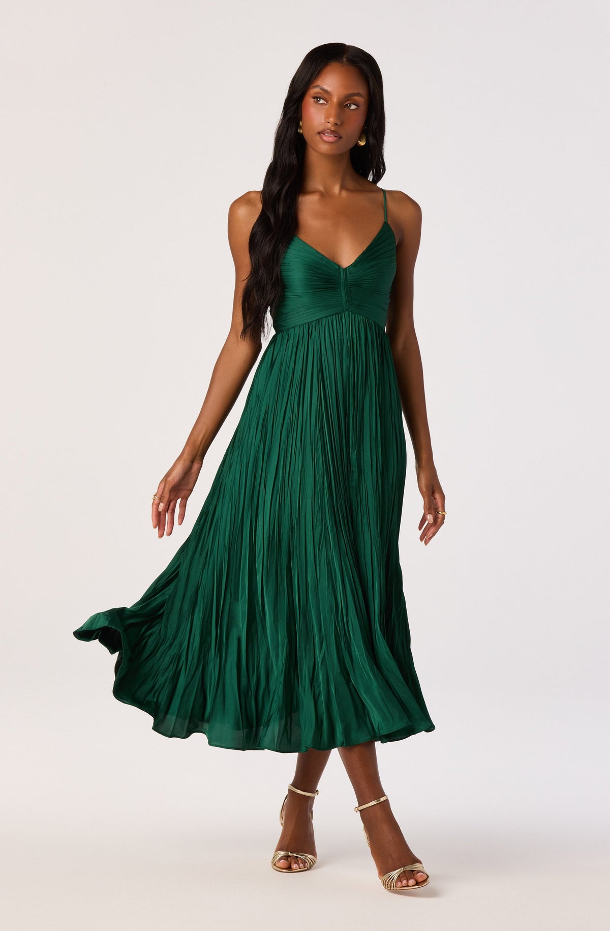 PLEATED MIDI DRESS
