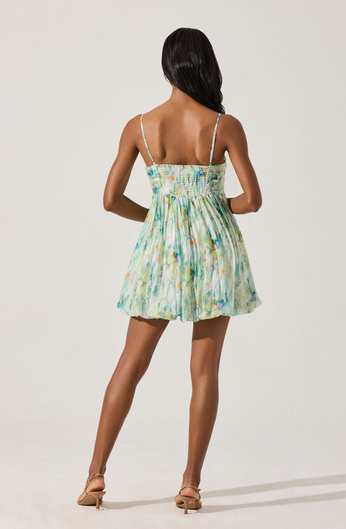 BUBBLE FLORAL MINI DRESS
