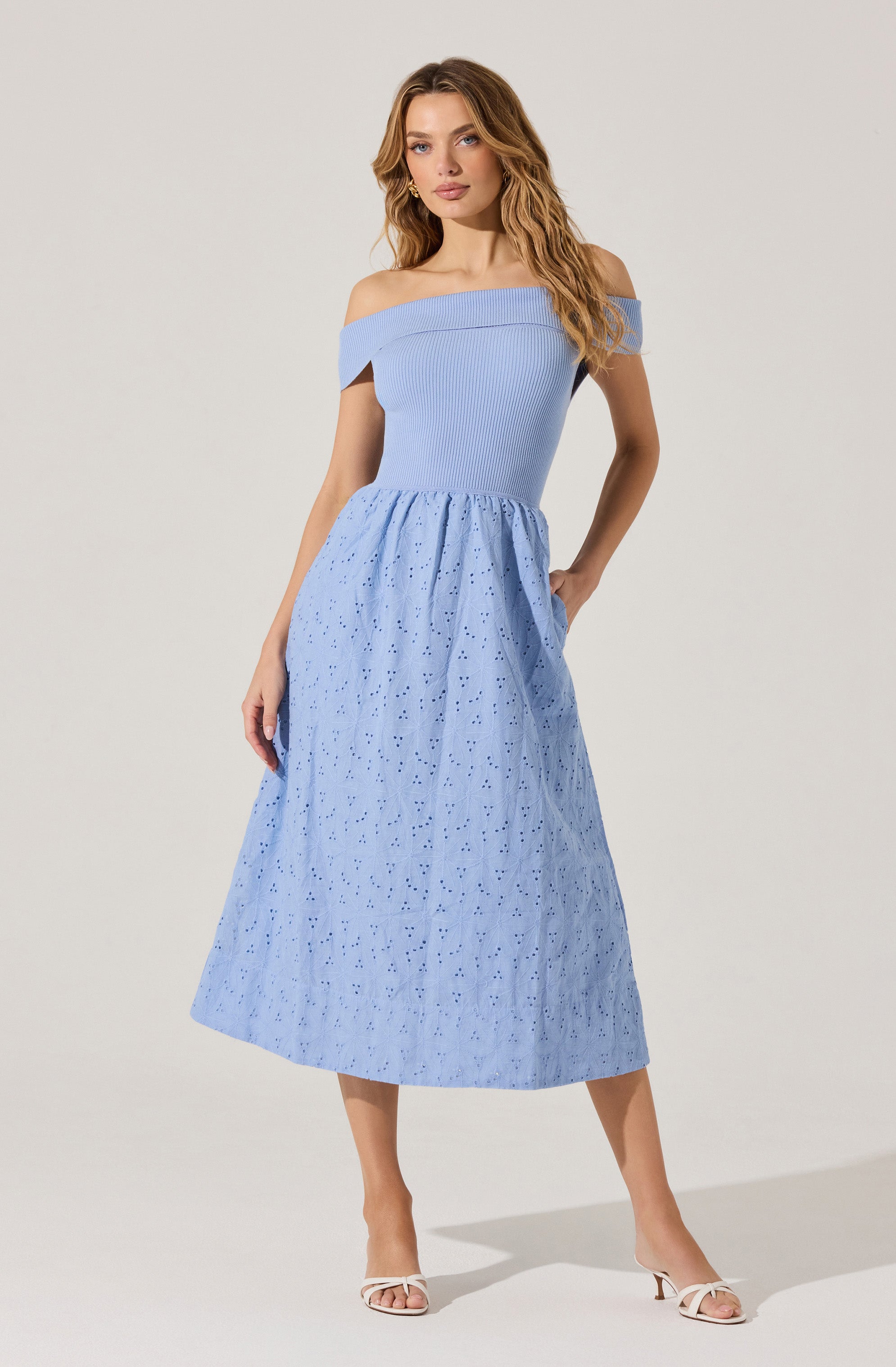 OFF SHOULDER MIDI DRESS