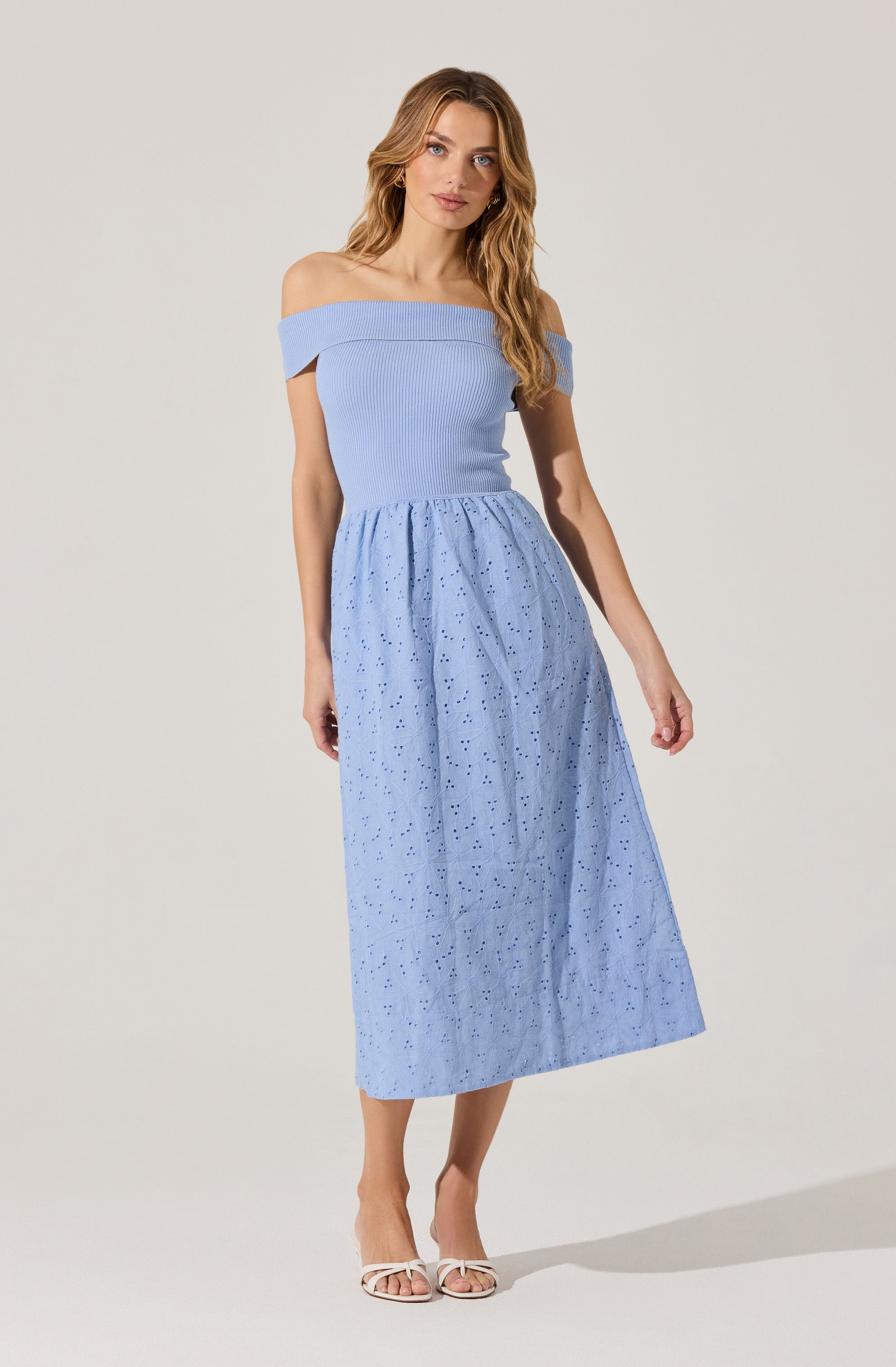 OFF SHOULDER MIDI DRESS