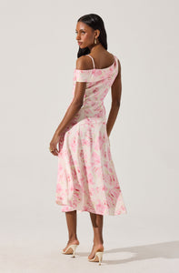ASYMMETRIC SHOULDER STRAP MIDI DRESS