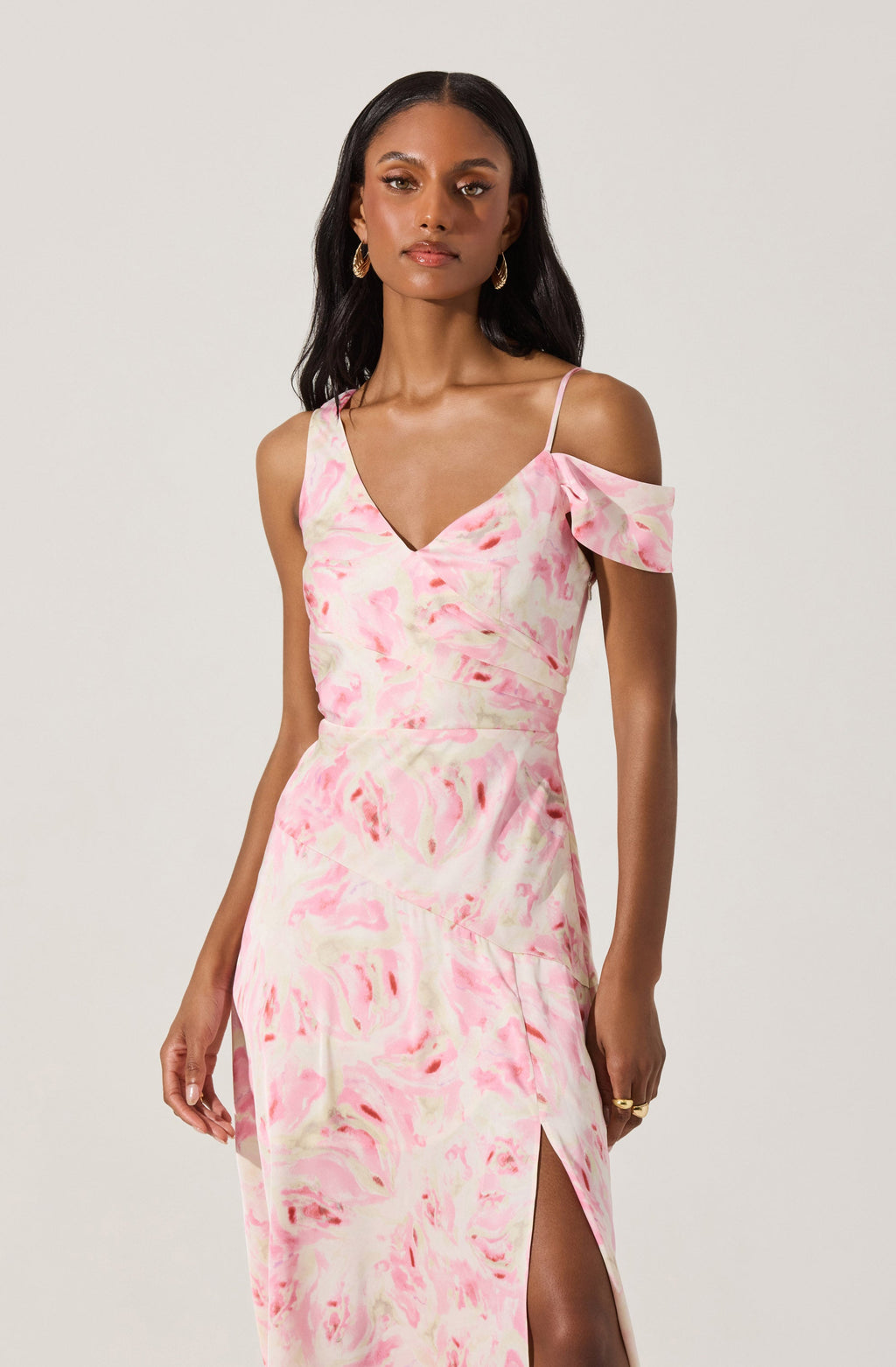 ASYMMETRIC SHOULDER STRAP MIDI DRESS