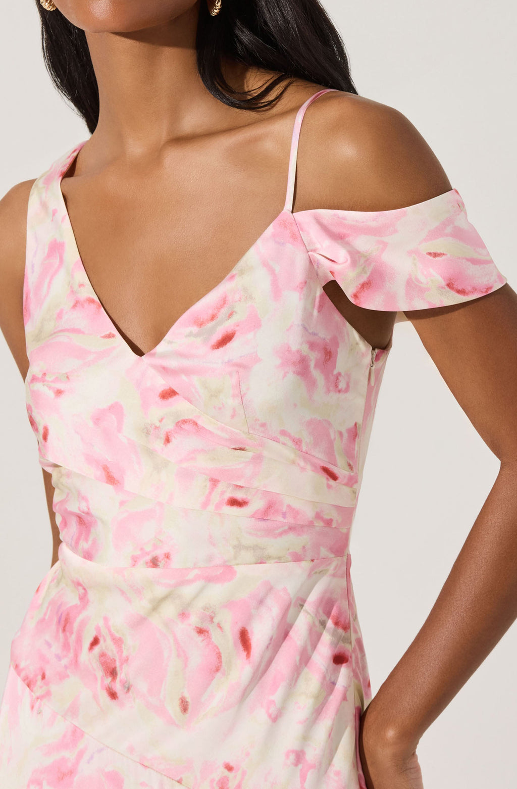 ASYMMETRIC SHOULDER STRAP MIDI DRESS