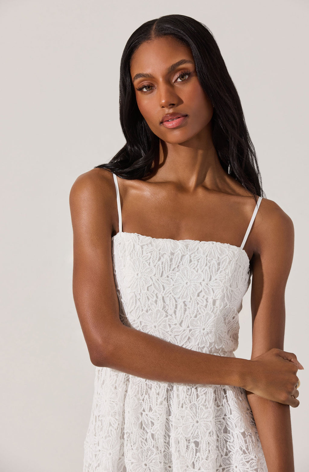 LACE FLARE MIDI DRESS