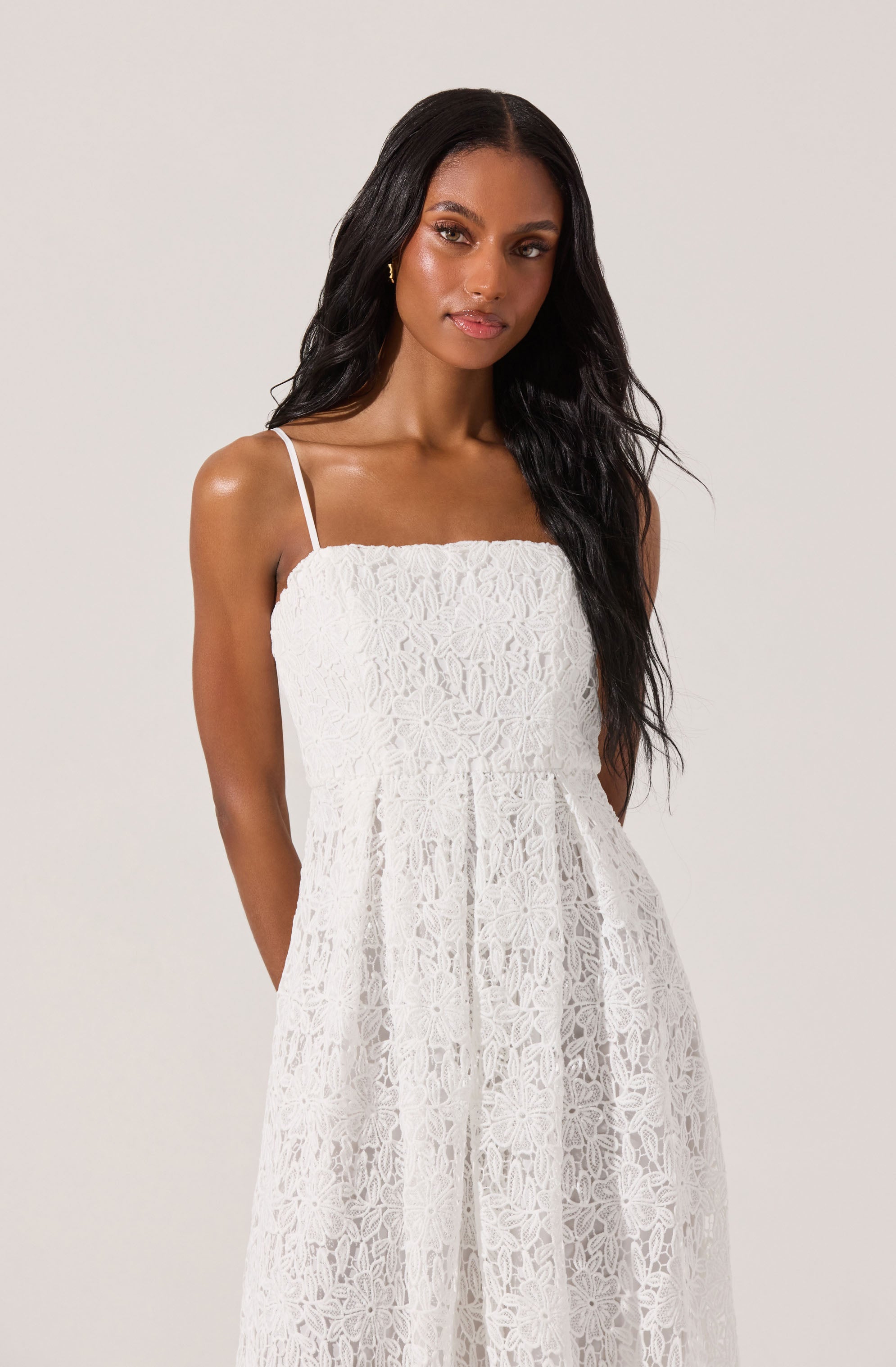 LACE FLARE MIDI DRESS