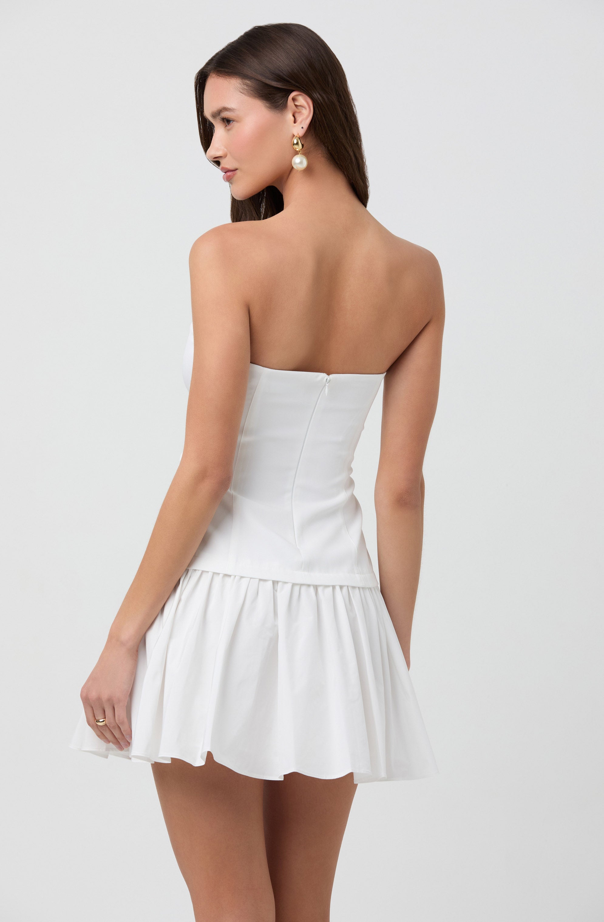 STRAPLESS DROP WAIST MINI DRESS