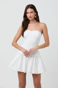 STRAPLESS DROP WAIST MINI DRESS