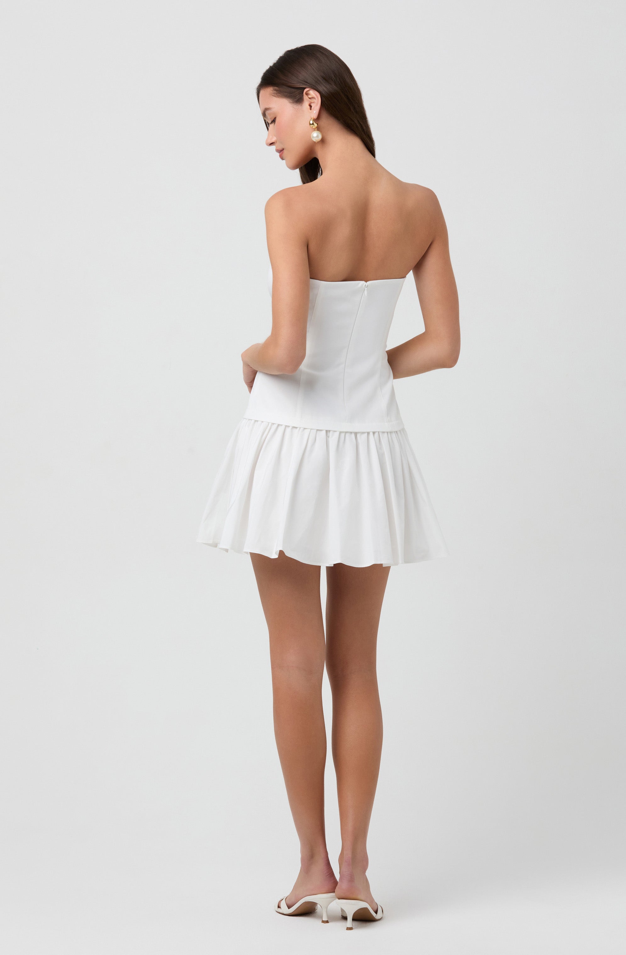 STRAPLESS DROP WAIST MINI DRESS