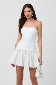 STRAPLESS DROP WAIST MINI DRESS