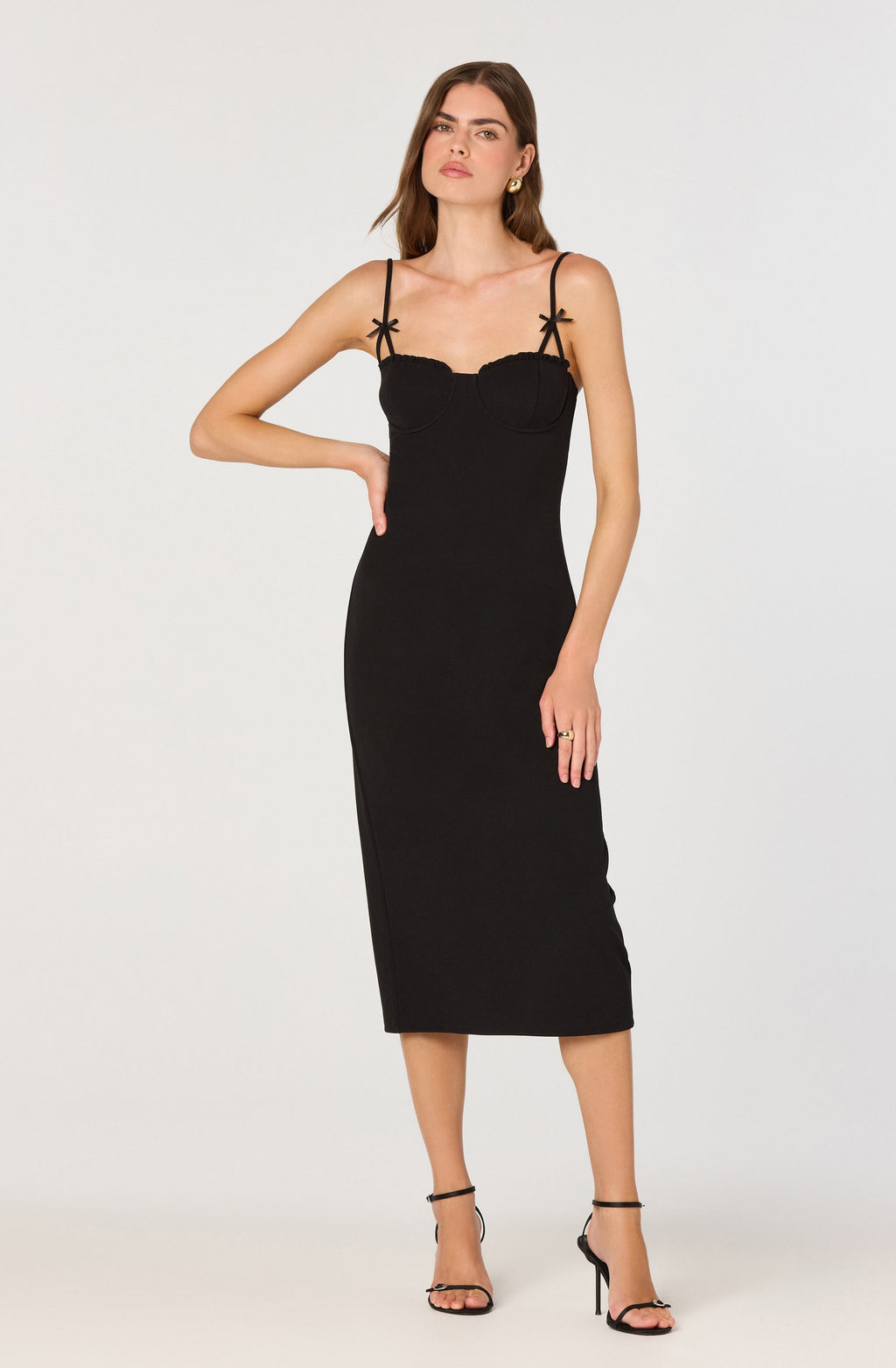 BOW STRAP MIDI DRESS