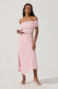 OFF-SHOULDER TEXTURED KNIT TOP/SKIRT SET