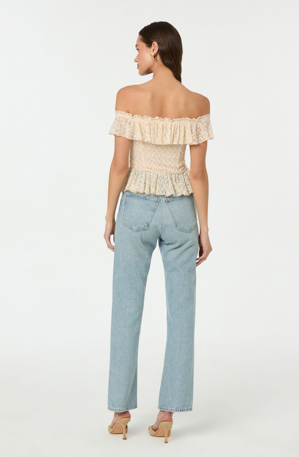 LACE OFF SHOULDER RUFFLE TOP