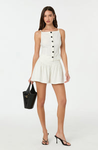 BUTTON BOAT NECK TOP
