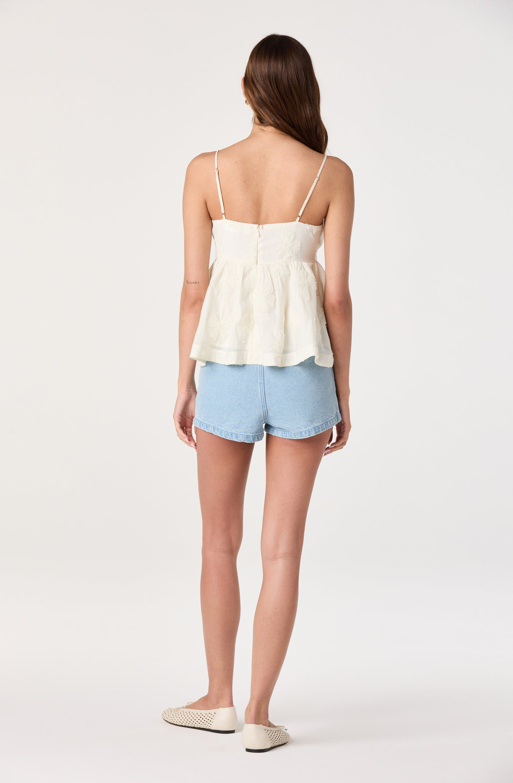 FLORAL APPLIQUE BABYDOLL TOP