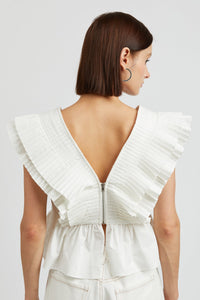 PLEATED COLLAR BLOUSE