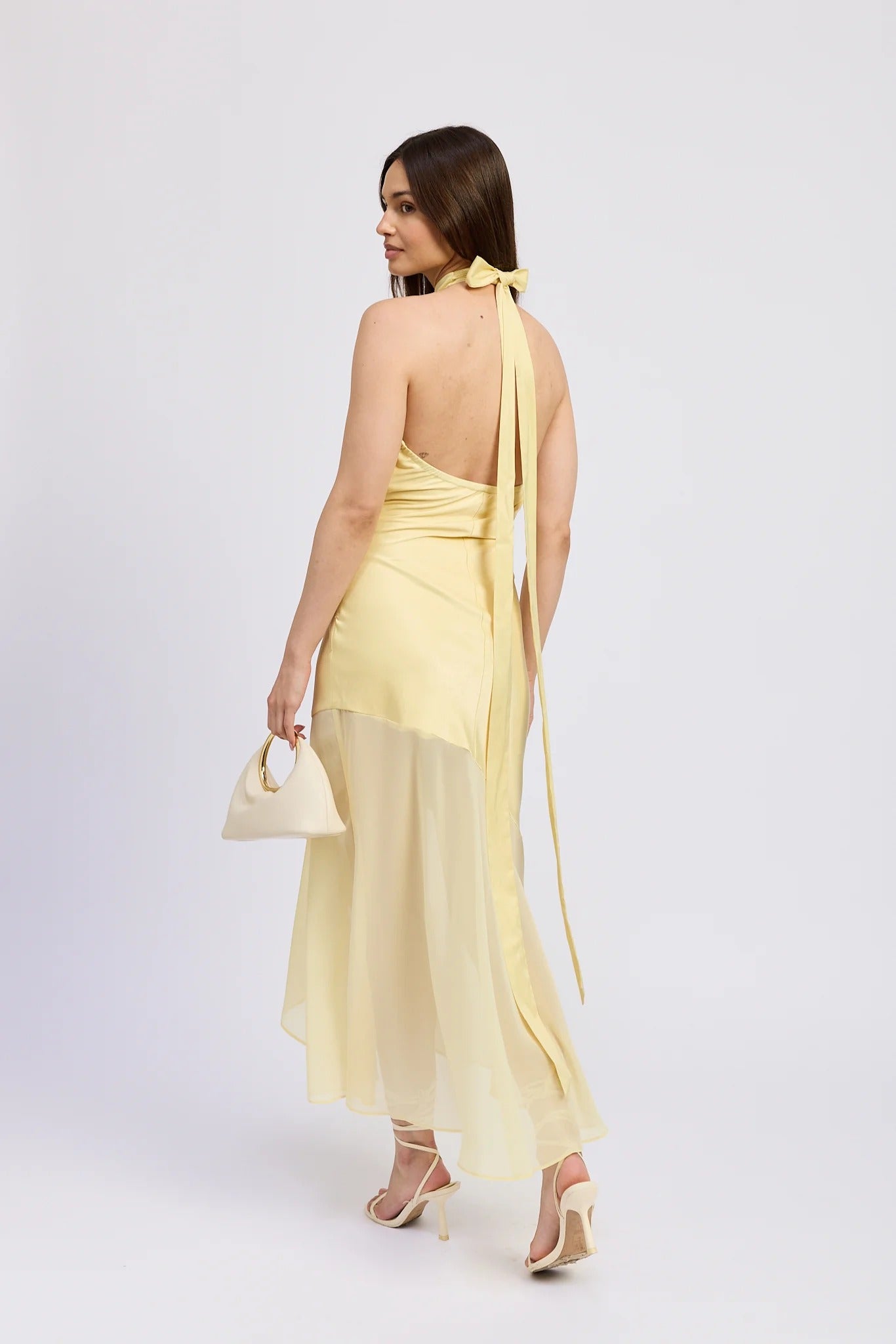 HALTER NECK HI-LO HEM MAXI DRESS